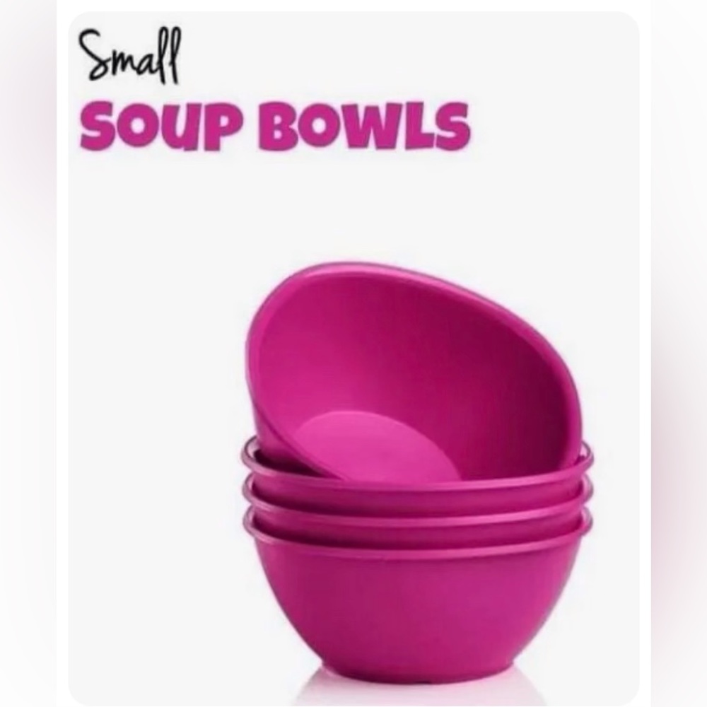 Tupperware Small Soup Bowls 400 ml Set of 4 Pink Hot Color